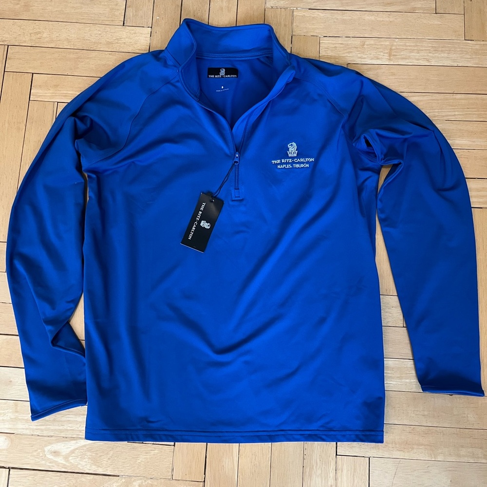 Ritz Carlton Unisex Blue Half-Zip Pullover Sz S